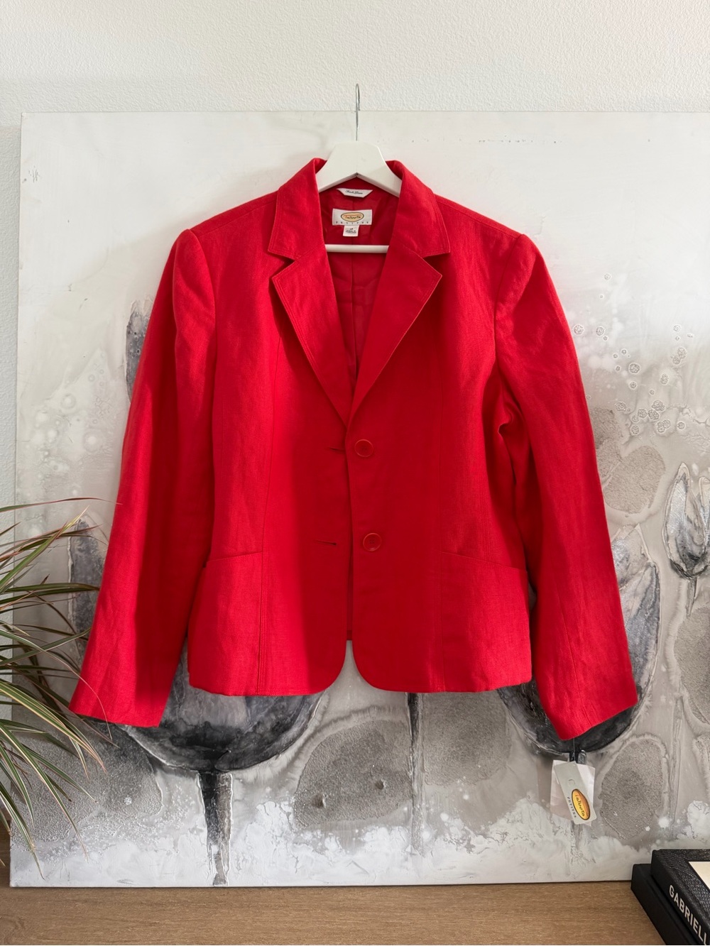 Talbots Vibrant Red Irish Linen Women's Blazer Jacket